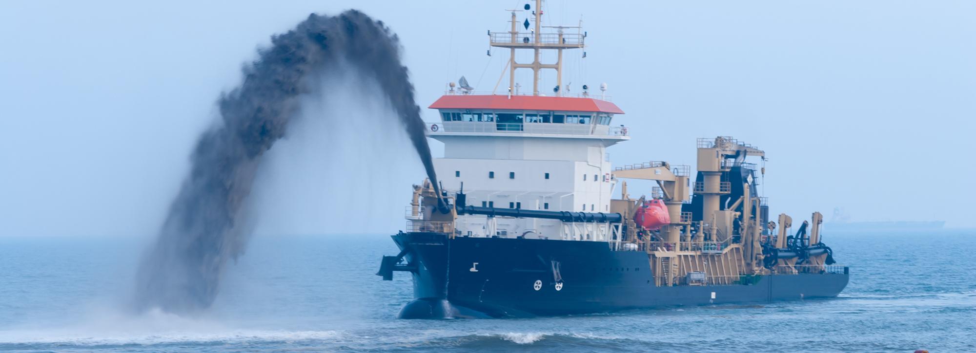 View of a dredger in sea