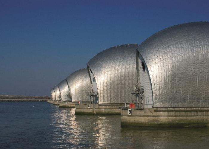 View of the Thames Barrier in London, UK