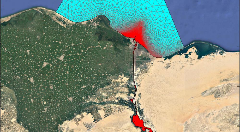 Meshing the Suez canal and its approaches