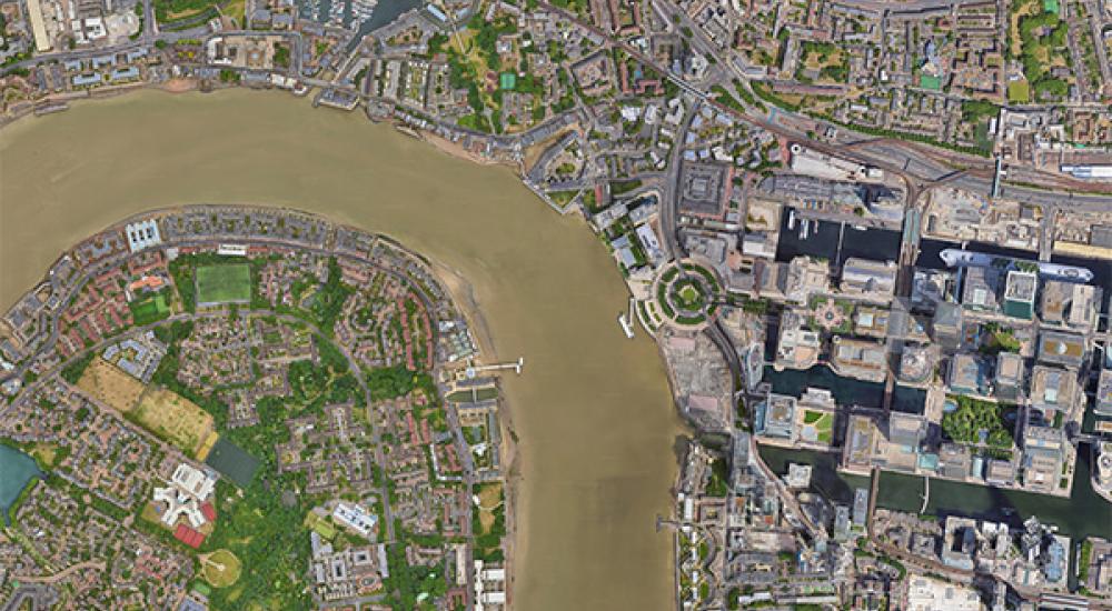 Satellite view of River Thames in London