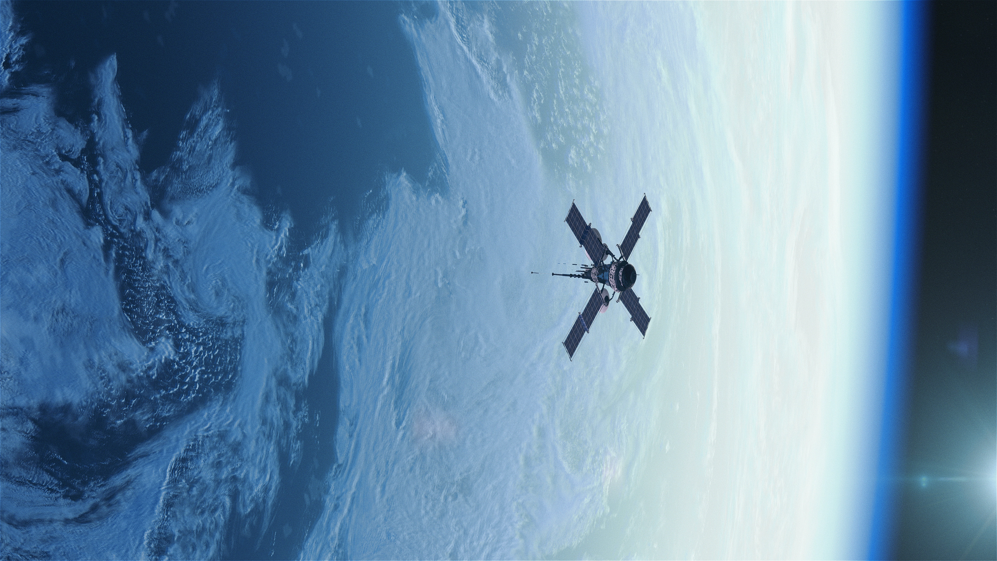 Picture of a satellite in space around the Earth