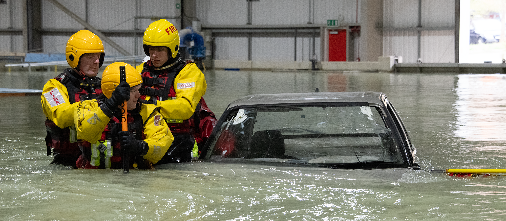 Emergency services in a water rescue training