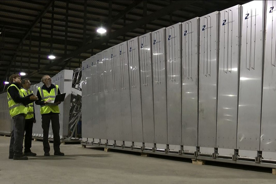 HR Wallingford engineers inspect banks of giant wave makers which the company will be supplying to the Shanghai Ship and Shipping Research Institute.