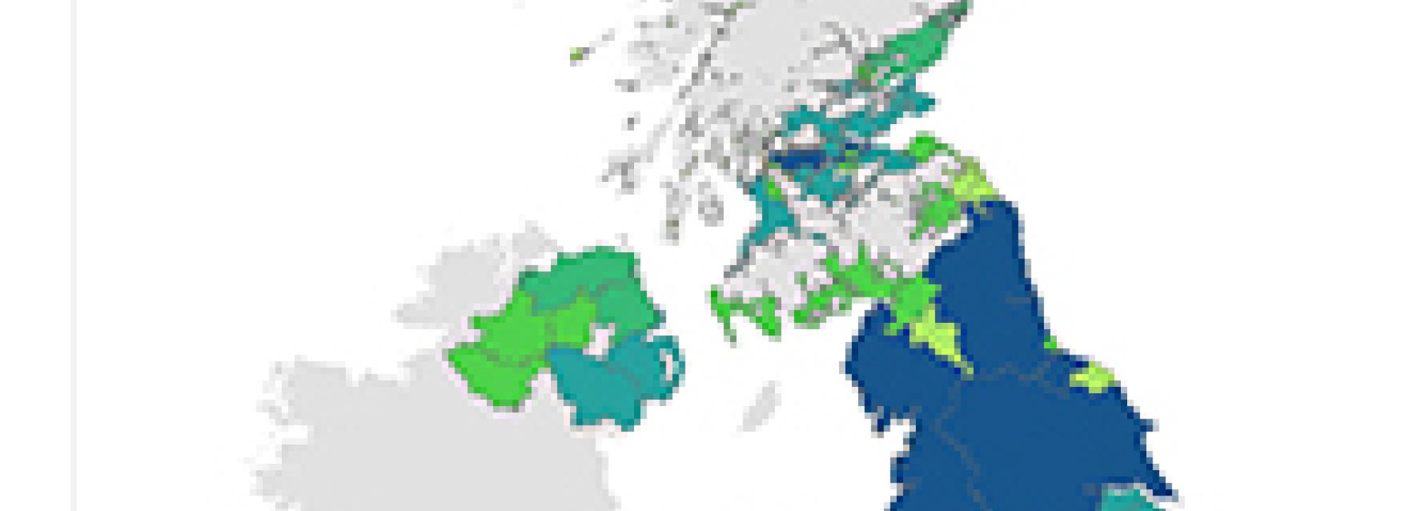 map of UK representing water availability 