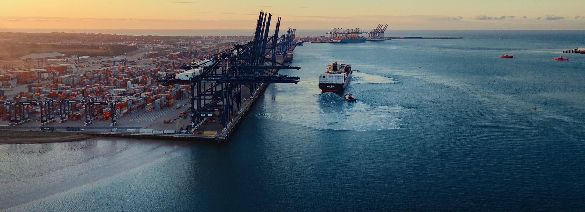 View of  Felixstowe Container port in operation