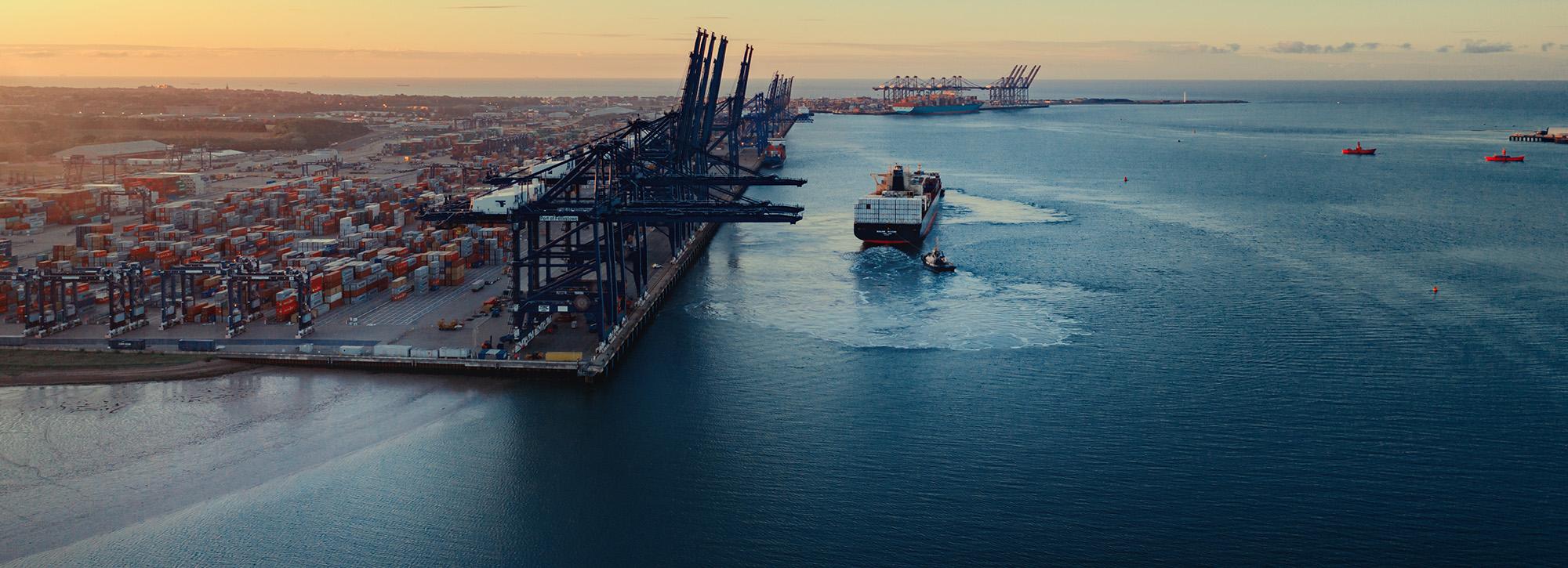 View of Felixstowe Container port in operation