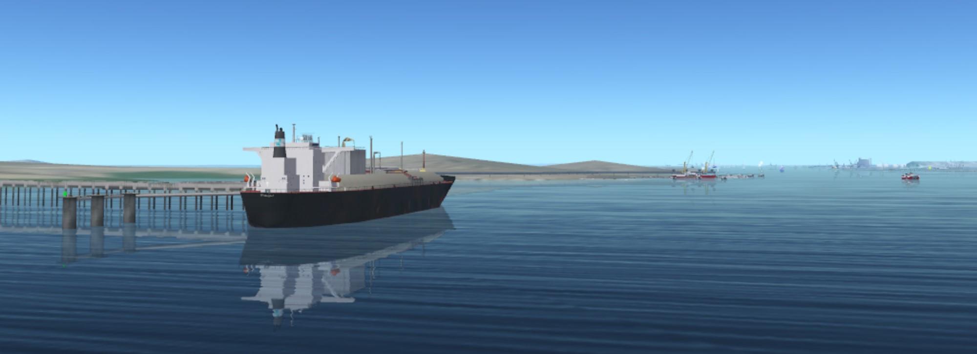 Screenshot of LNG ship in our ship simulator