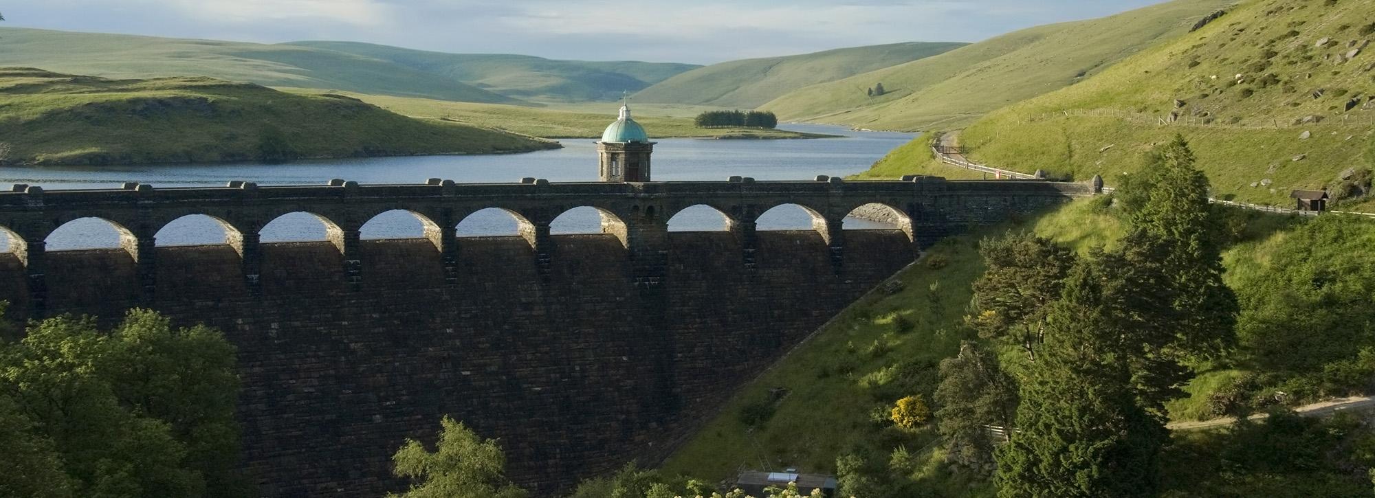 panoramic view of dam and reservoirs