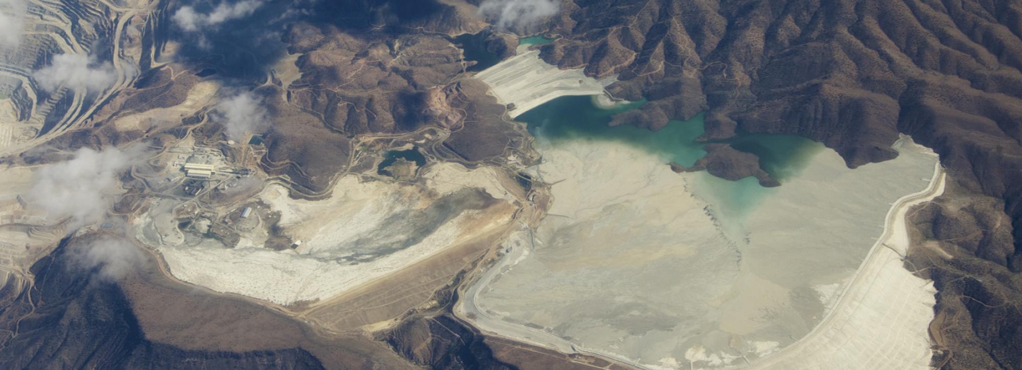 aerial view of tailing copper mining