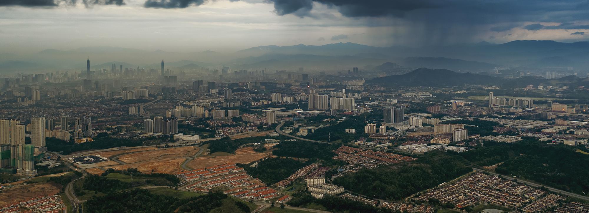 view of a stormy sky over malaysia floods