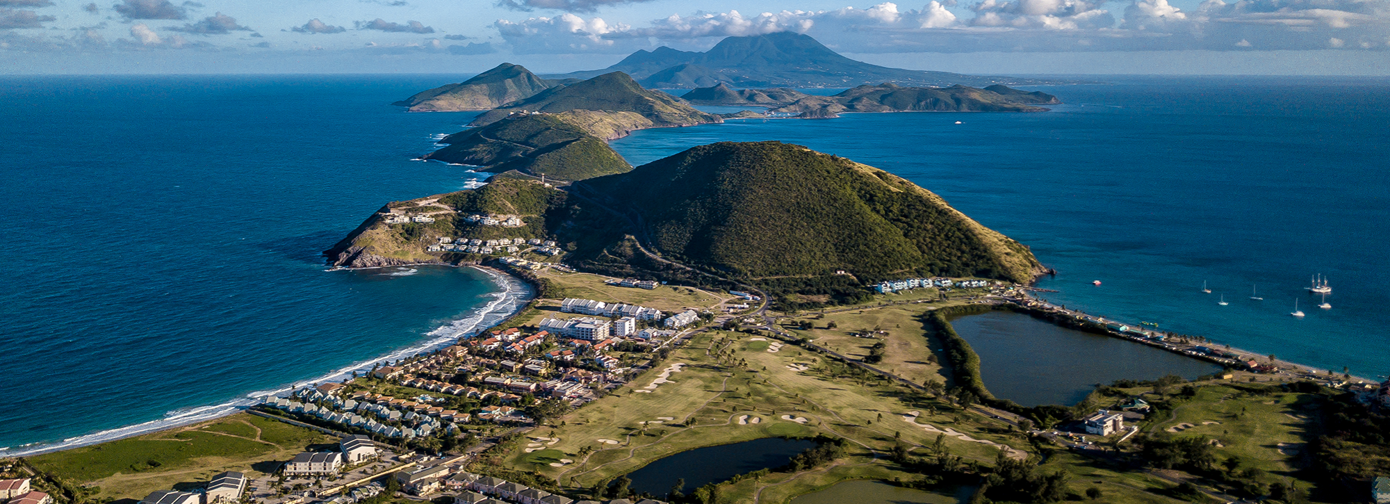 Aerial view of St Kitts and Nevis island in the Caribbean