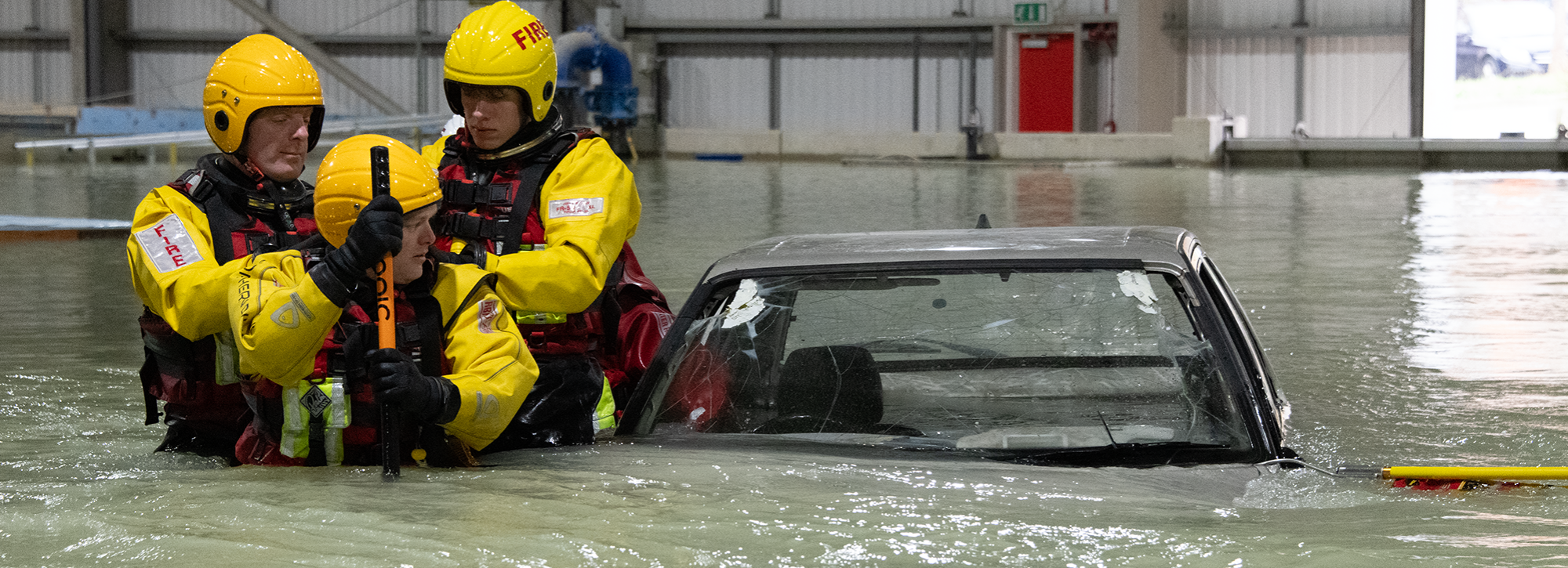 Emergency services in a water rescue training