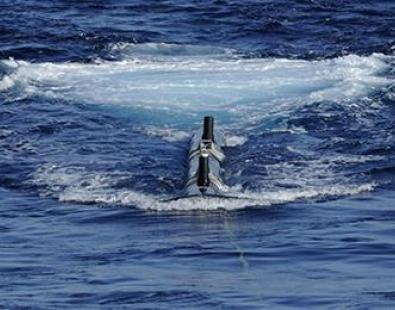 View of seismic air guns firing underwater