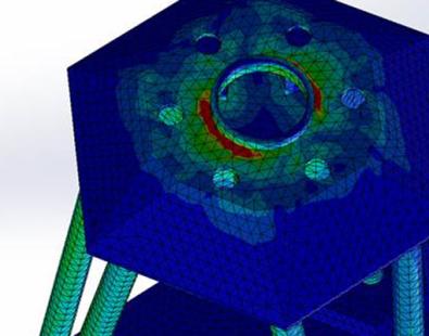 Gravity tripod foundation model - screenshot of numerical model
