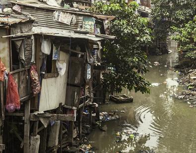 view of a flooded street in UNICEF country