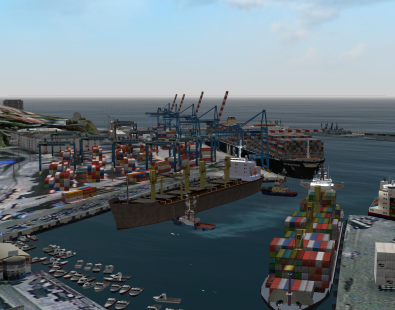 View of bulk carrier ship arriving at port of valparaiso on our ship simulator