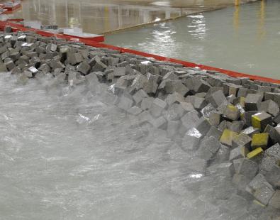 View of testing of breakwater on physical models
