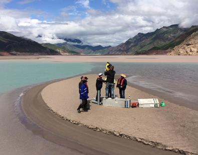view of Nurek reservoir sedimentation