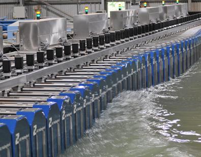 View of our multi-element wavemaker in our physical models