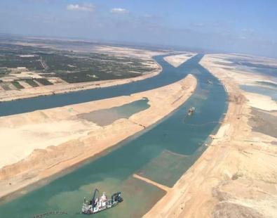 The Suez Canal, one of the world’s most heavily used shipping lanes.