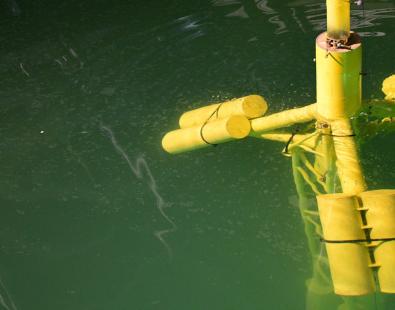 view of floating turbines in physical models