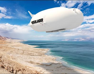 Hybrid aircraft flying over sanding coasts