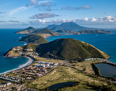 Aerial view of St Kitts and Nevis Caribbean island