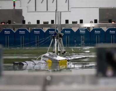 View of test of new wave energy generator on physical models