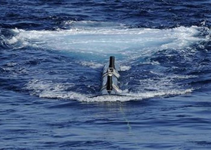 View of seismic air guns firing underwater