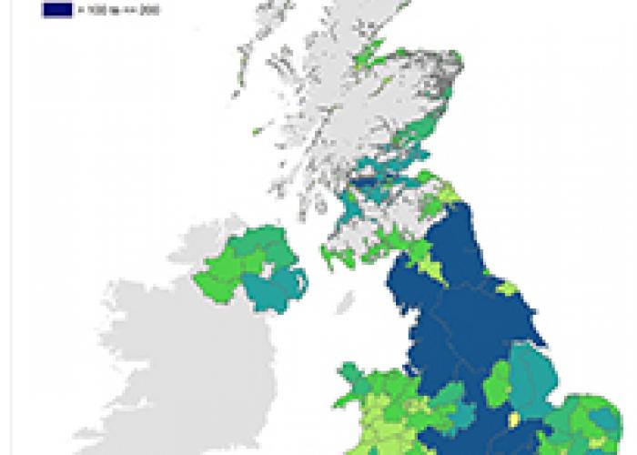 map of UK representing water availability 