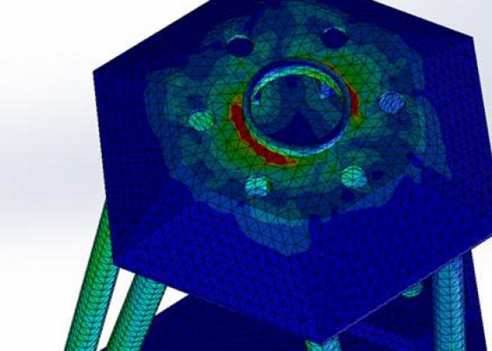 Gravity tripod foundation model - screenshot of numerical model