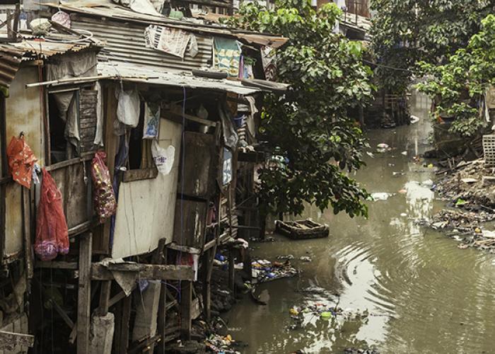 view of a flooded street in UNICEF country