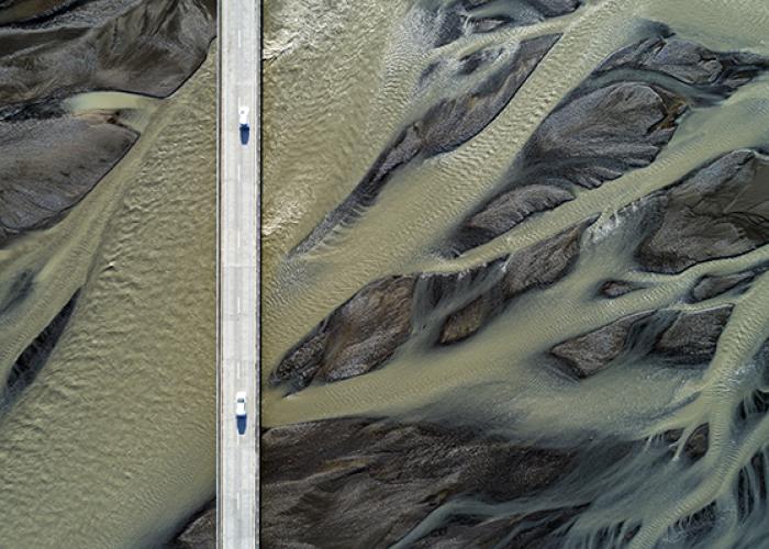 View of a bridge going over river sediment