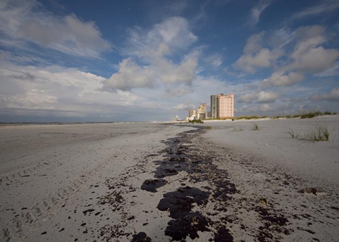 gulf oil spills on a sandy beach