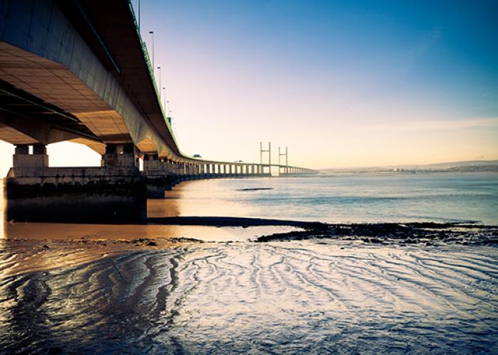 View of the bridge of the Severn estuary in the UK