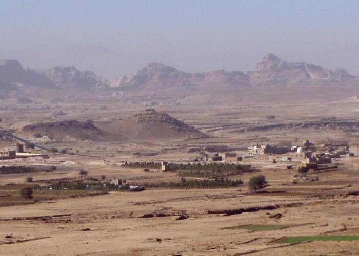 View of desert in Yemen, showing water shortage