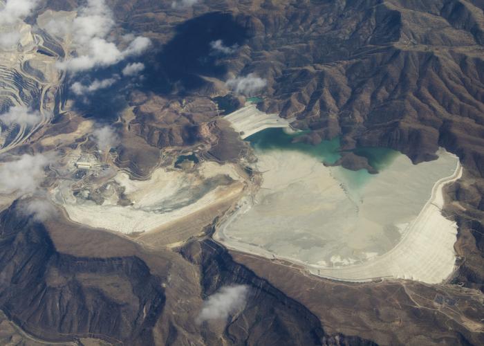 aerial view of tailing copper mining