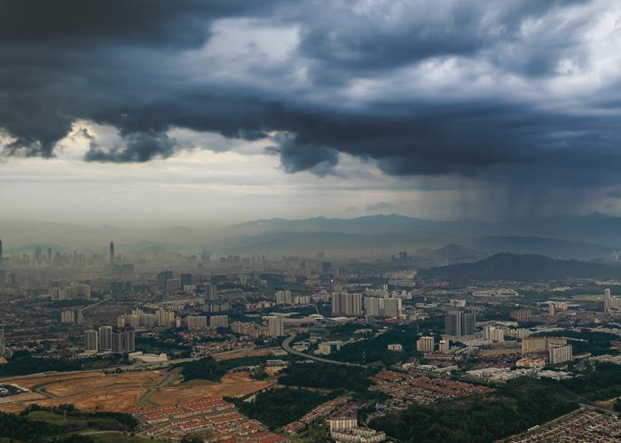 View of stormy and rainy cloud over Malaysia