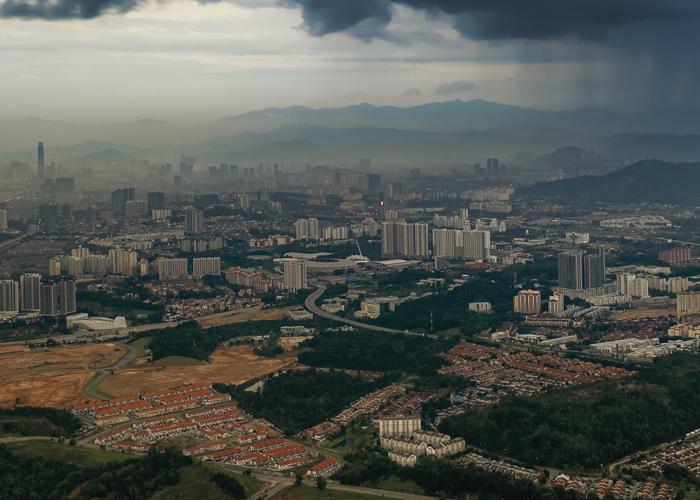 view of a stormy sky over malaysia floods