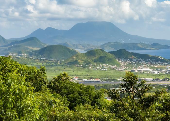 View of green mountains in the Caribbean 