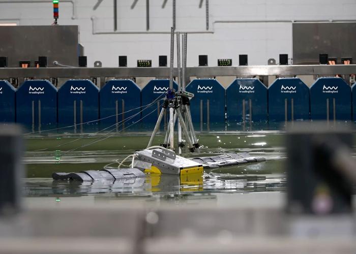 View of test of new wave energy generator on physical models