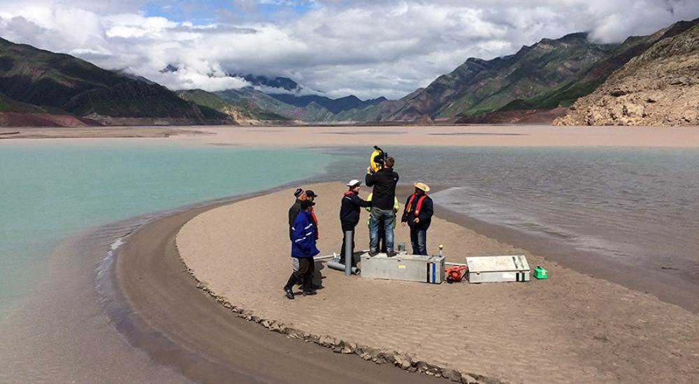 view of Nurek reservoir sedimentation