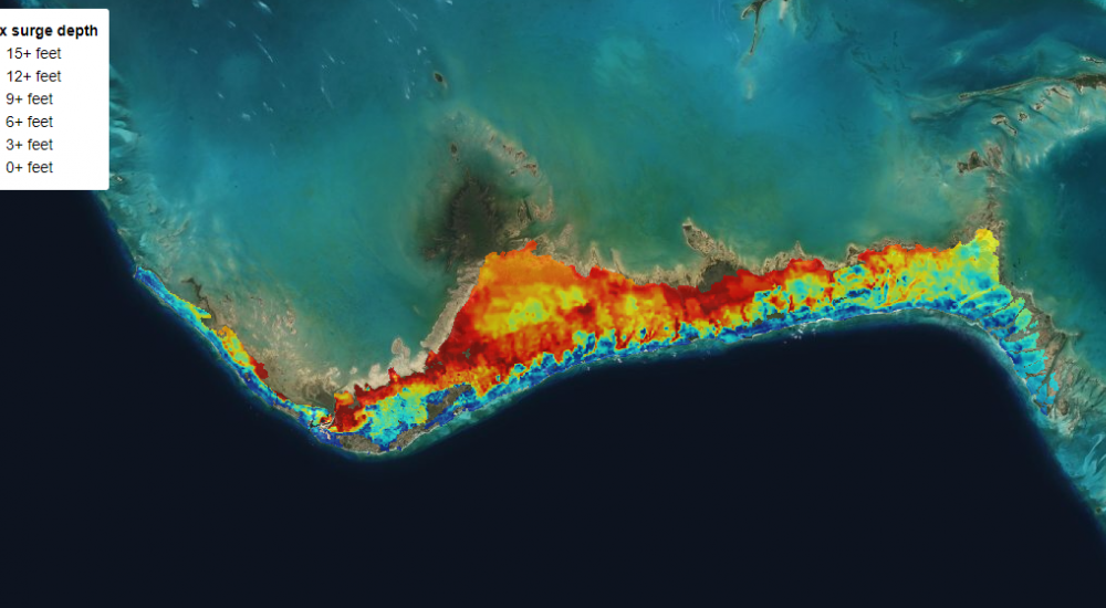 Screenshot of numerical modelling of Bahamas Storm Surge Atlas 