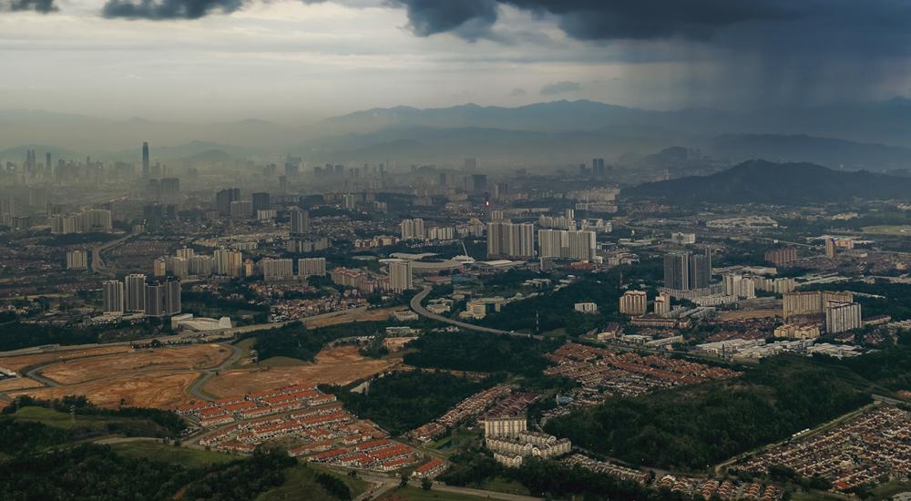 view of a stormy sky over malaysia floods