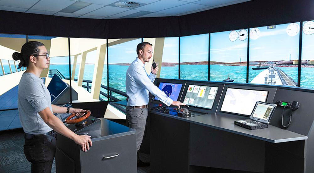 View of Australia Ship simulator, with full bridge and two operators