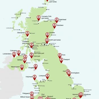 Map of the UK's network of ports