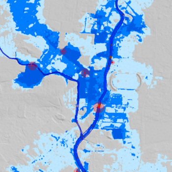 Screenshot of output of flood forecasting model