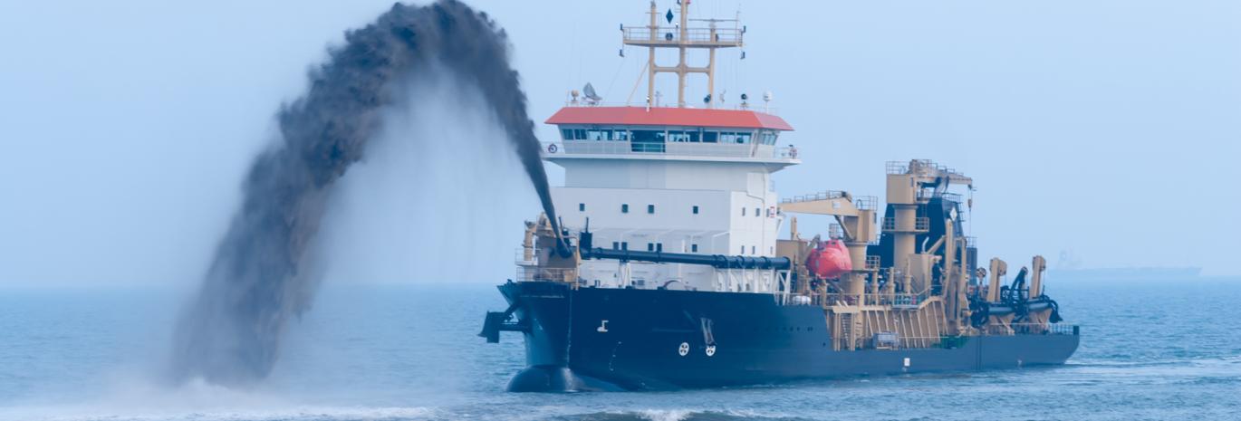 View of a dredger in sea