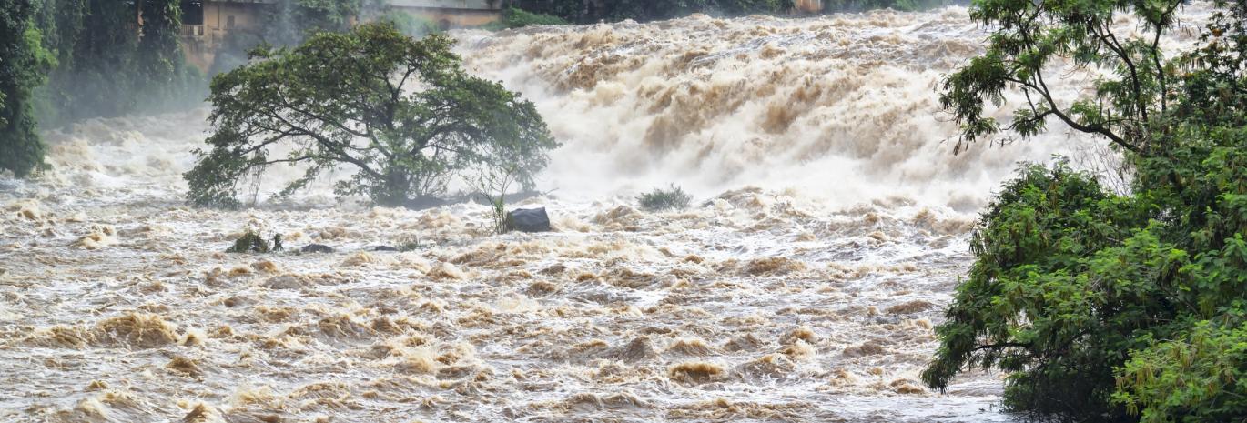 View of tropical floods in a street