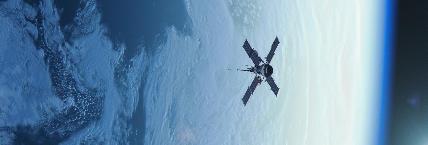 Picture of a satellite in space around the Earth